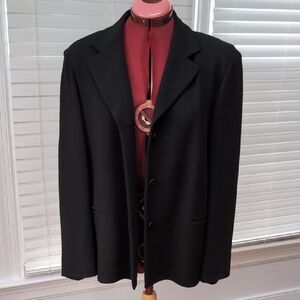 Eileen Fisher Black Minimalist Four-Button Jacket Elevated Office Staple